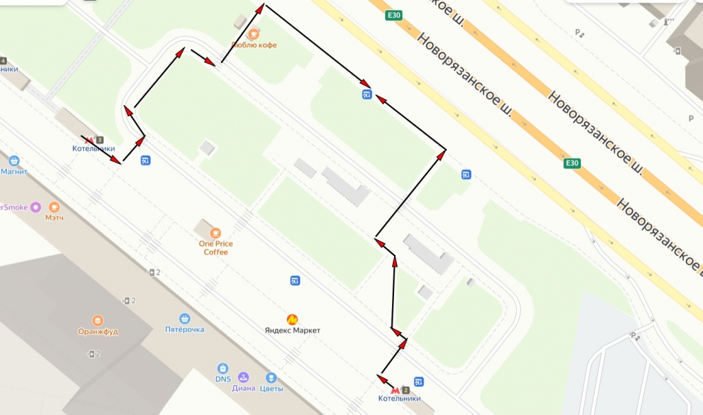 Схема прохода к остановке 331 автобуса на Автостанции Котельники