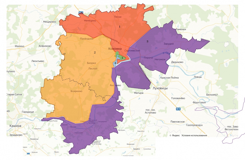 Схема разбивки округов Коломна и Озеры 2021